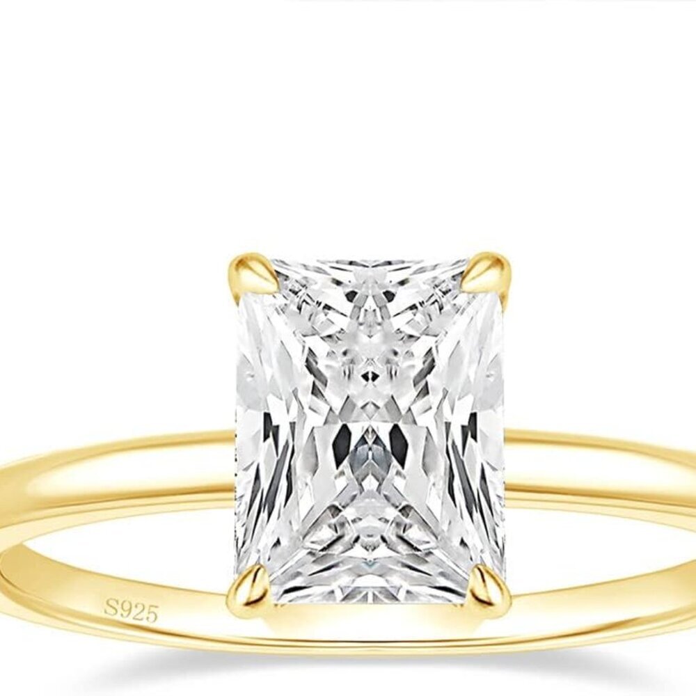 Sterling Silver Engagement Ring 925 Cz Solitaire Wedding Band For Women Size 3-1